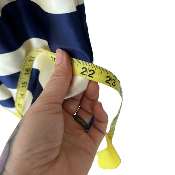 Eliza J Blue White Yellow Stripe Sleeveless Fit Flare Knee Length Dress 6 - Picture 11 of 12